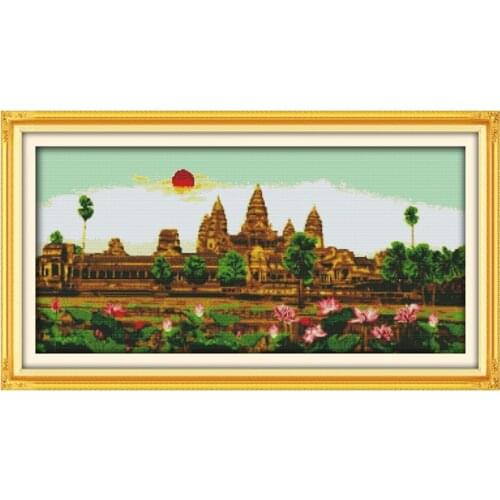 Angkor Landscape Pattern Embroidery Cross Stitch Kits Craft Needlework Set 14CT count printing canvas Cotton Thread Home Decor