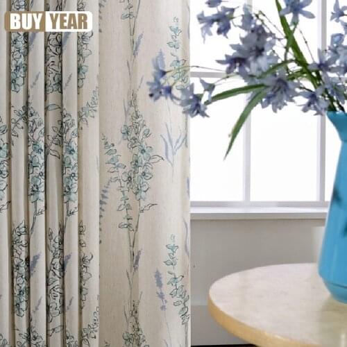 New American Rural Idyll Style Fresh Curtains for Living Room Cotton Linen Printed Curtains for Bedroom High Shading Custom Made