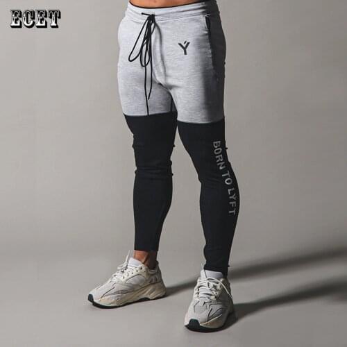 Slim-fit cotton fitness mens sports pants streetwear casual trousers color matching zipper feet mens trousers