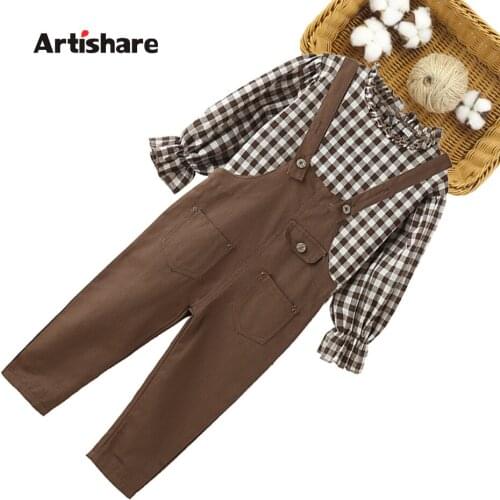 Girls Clothes Striped Tshirt + Jumpsuit Teenage Girls Clothing Spring Autumn Girls Clothes Set Casual Style Childrens Clothing