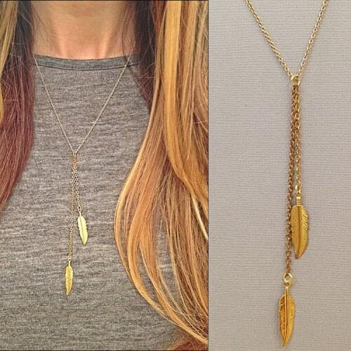 HebeDeer Choker Necklace Gold Leaf Simple Short Paragraph Chain Clavicle Chain Vintage Pendant Necklace Women Gold Color