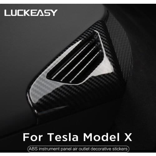 LUCKEASY instrument panel air outlet decorative stickers Patch For Tesla Model X 2017-2021 Imitation carbon fiber 2pcs/set