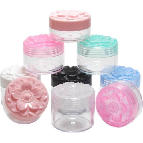 1Pcs 10g Empty Plastic Makeup Nail Art Bead Storage Container Portable Cosmetic Cream Jar Pot Box Round Sakura Refillable Bottle