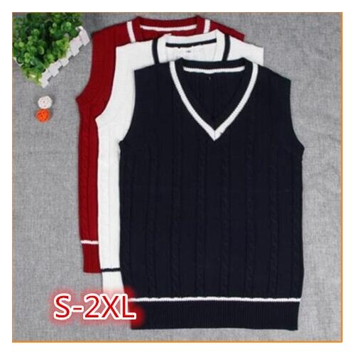 2021 School Uniform Sweaters Vest For Girls Boys British Student Uniforms V- neck Vest Sweaters Tank Top
