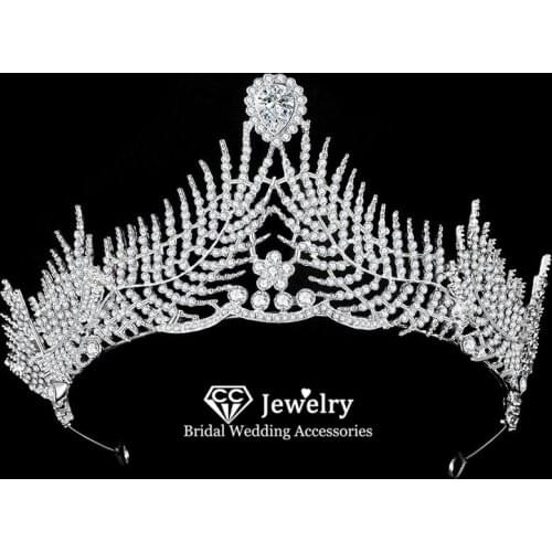CC Tiaras and Crowns Wedding Accessories for Women Bridal Engagement Hair Ornaments Water Drop Shape Princess Hairwear CZ HS66
