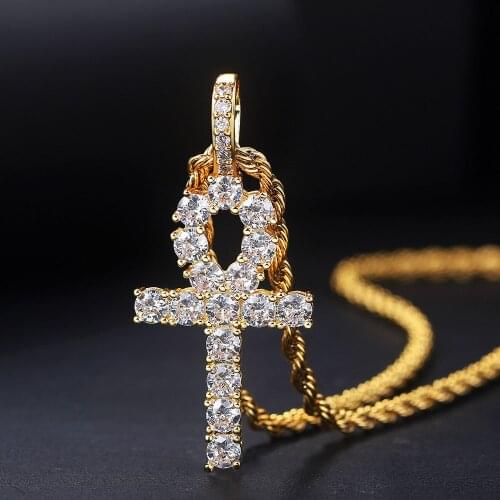 Hip Hop Silver Color Bling CZ Cross Iced Out Pendant Cubic Zirconia Necklaces & Pendants for Men Charm Jewelry Crystal Pendant