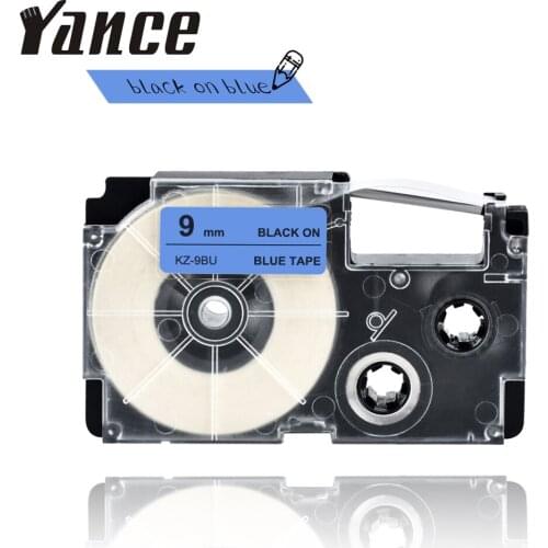 Yance compatible Casio black on blue 9mm label maker tape ribbon cartidge XR-9BU XR9BU XR 9BU for EZ Label Printer kl-60 kl-120