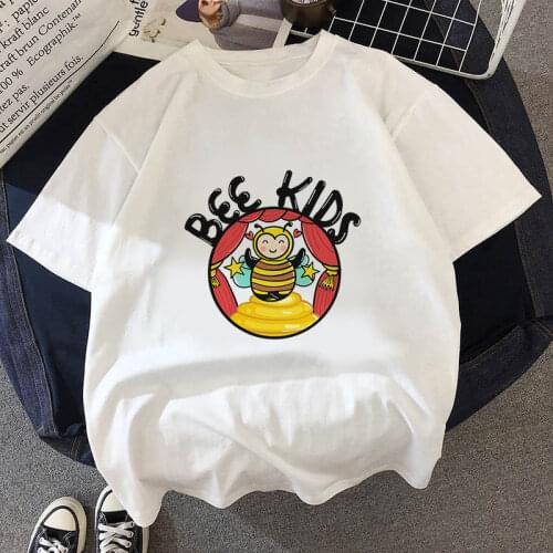 Women Tops Tees Tshirt Graphic Cute Summer O-neck 90s Style Casual Fashion Aesthetic Cartoon Bee Print Female Clothes