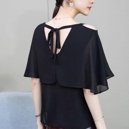 New 2021 Summer Korean style women slash neck ruffled chiffon shirt ,5XL 6XL 7XL plus size lace up sexy sweet blouse tops