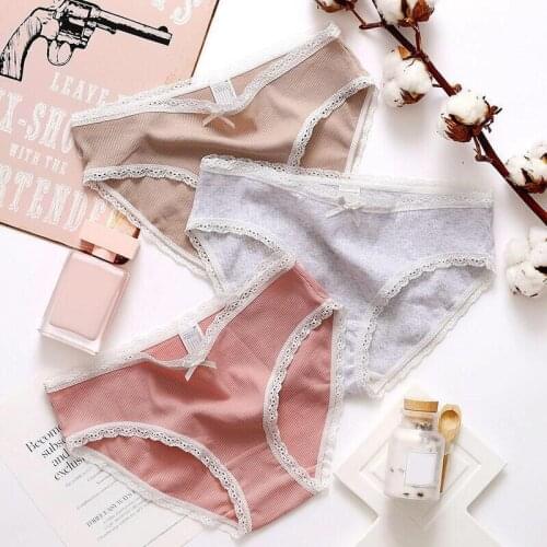 Sexy Lingerie Womens Cotton G-String Lace edge Panties String Underwear Women Briefs Pants Intimate Ladies Low-Rise 1 piece