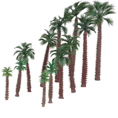 12PCS 6-20cm Highale 1:100-1:150 Green Plastic Palm Model Trees HO N Layout