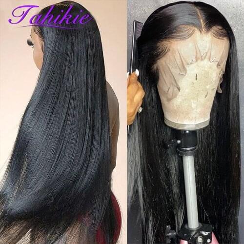 13x4 Straight Lace Front Wig Brazilian 4x4 Straight Closure Wig Transparent Lace Wigs Remy Hair Wig For Women Human Hair Tahikie