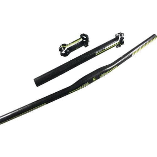 2017 Bicycle Accessories Full Carbon Fiber Set 3-Piece Set Mountain Bike Handlebar + Bicycle stem + Bicycle Seat Tube Green