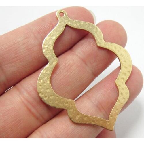 Brass geometric pendant Hammered earrings findings 49x38x1mm Raw brass necklace pendant -6pcs R1368