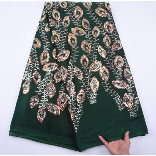 African Velvet Lace Fabric High Quality Sequins Embroidery French Lace Fabric African Lace Fabric For Nigeria Wedding Dress