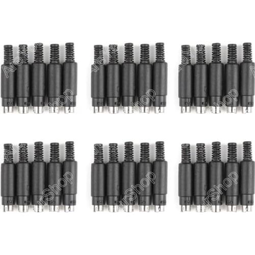 Areyourshop 30 Pcs Mini 8 Pin Din Male Plug With Plastic Handle Adapter Soldering Cables DIY