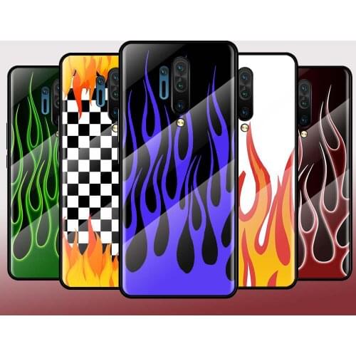 Neon Flames Fire Tempered Glass Hot New Shell Luxury Cover For Oneplus 7 7T 8 Z 8 8T 9 9R Nord PRO 5G Phone Case