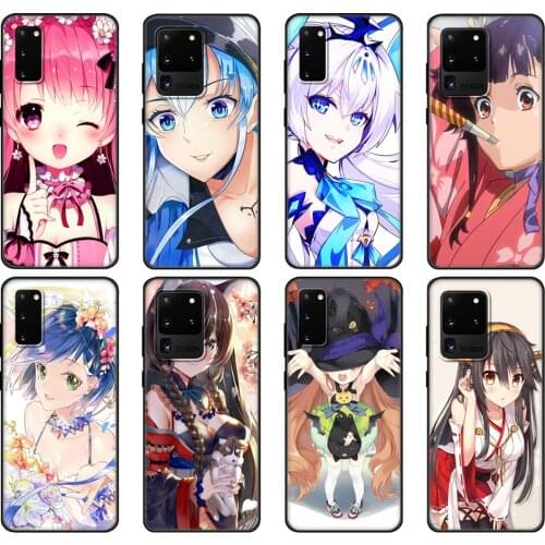 Black tpu Case For Samsung galaxy S20 /S20 PLUS/S20 ultra/S20+ /S20FE back cover kawaii girl anime
