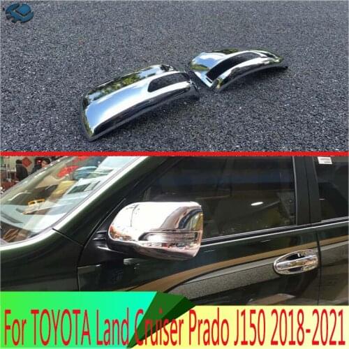 For TOYOTA Land Cruiser Prado J150 2018 2019 Decorate Accessories ABS Chrome Door Side Mirror Cover Trim