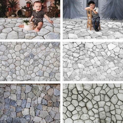 Avezano Stone Floor Photography Background Gray Rock Texture Christmas Children Portrait Decor Backdrop Photo Studio Photocall