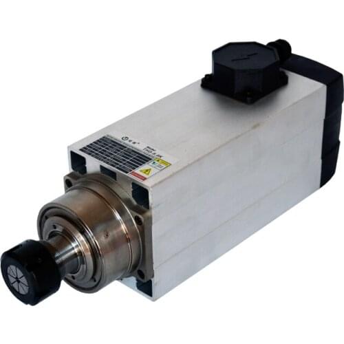 6.0KW square air-cooled engraving machine spindle, voltage 380V current 12A frequency 300Hz speed 18000rpm tool holder ER32