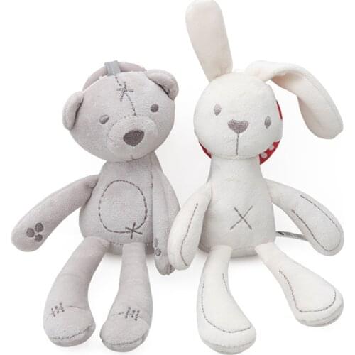 20CM Cute Baby Crib Stroller Toy Rabbit Bunny Bear Soft Plush Infant Doll Mobile Bed Pram Kid Animal Hanging Ring