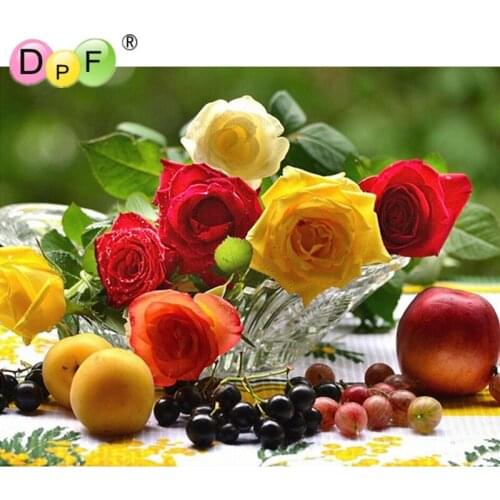 Fruit a rose Diamond Painting cross stitch Floral Mosaic Needlework Crafts Full Diamond Embroidery Wall Stickers Home decoration