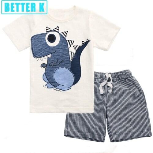 Children Fashion Summer Baby Boys Clothing Sets 2pcs Little Dinosaurs Sport Clothes Sets Boys Girls Set Kids Boy Clothing Set