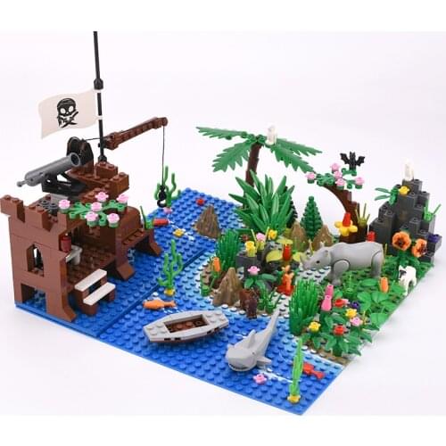 Moc Pirated Base Building Blocks Creative Assembly Decoration Animals Figures Pirates Ship Bricks Sets Toys For Childrens Gifts