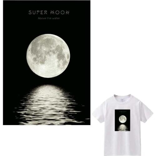 Beautiful Moon Patches For Clothing A-Level Washable T-Shirts Heat Transfer Thermal Stickers Science Fiction Iron On Appliqued