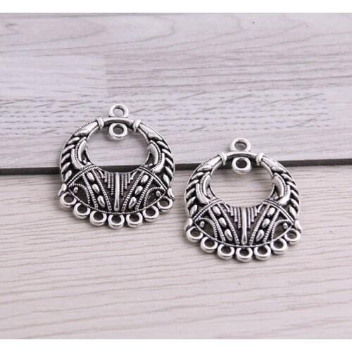 20PCS 22*28mm Antique Silver color New Product Round Charms Connector Jewelry Metal Alloy Jewelry Marking
