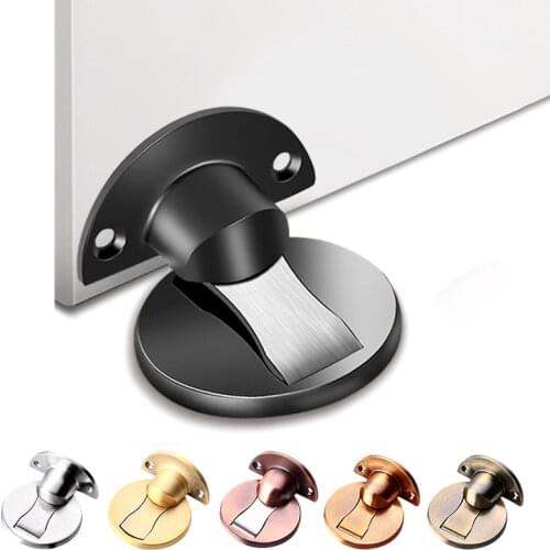 Zinc Alloy Magnetic Door Stops Magnet Door Stopper Hidden Door Buffer Holder Non-punch Furniture Hardware Door Doorstop Dropship
