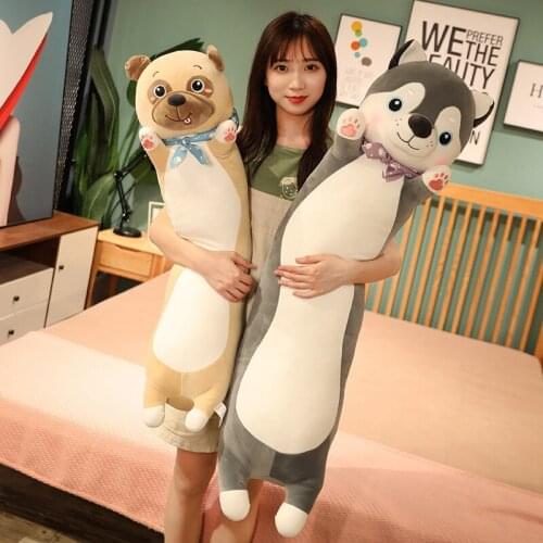 Lovely Cartoon Animal Husky Shar Pei Pug Dog Plush Toys Stuffed Soft Long Sleep Pillow Doll Cushion Kids Girls Gift 65/85/110cm