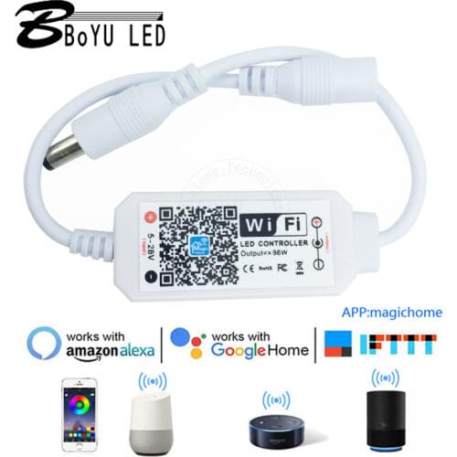 2pcs Magic Home Mini WiFi LED dimmer control 5-28V Amazone Alexa phone application Google Home Voice Control (LED light strip)