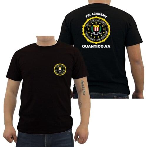 FBI Academy Quantico VA Police United States Department Of Justice T-Shirt Mens Printed Army O Neck Shirts Tees Cool Tops