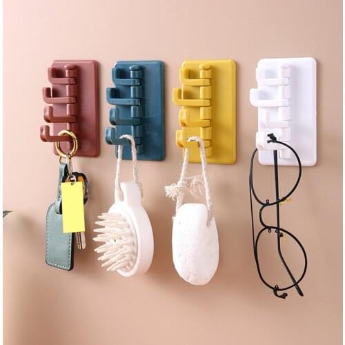 Punch-Free Wall-Mounted Bathroom Towel Multiple Hooks Storage Hanger Wall Storage key hanger hook bath accessories