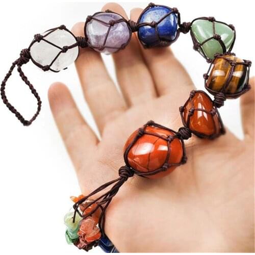 Natural quartz seven chakras tassels natural crystal gems handmade car ornaments car home decoration
