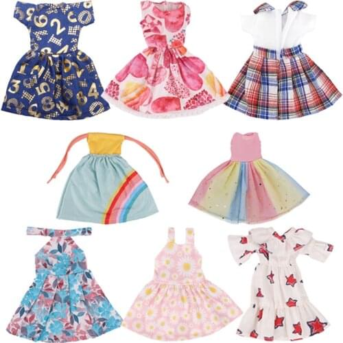 Doll Clothes Halter Dresses And Sleeveless And Sleeveless Printed Dresses For 14 Inch Dolls Birthday Girls Toy Gifts