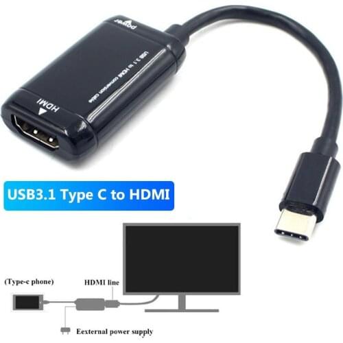 Type-C to HDMI-compatible 1080P HD Audio Video Converter Cable Adapter for Phone TV Laptop