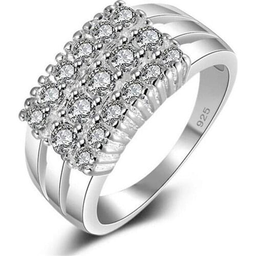 Gift box love gift Korean version of the hot couple ring fashion ring simple mosaic zircon three rows of stone ring # 91