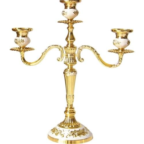 Silver/Gold/Bronze/Black 3-Arms Metal Pillar Candle Holders Candlestick Wedding Decoration Stand Home Decor Candelabra