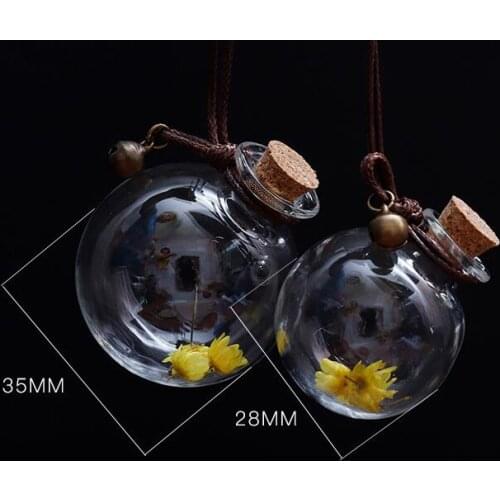 28/35mm Transparent perfume round wishing glass bottle jars pendant with cork findings jewelry making