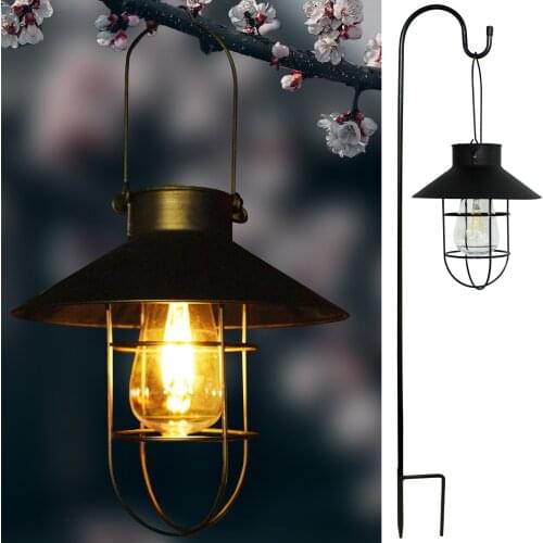 Retro Solar Lantern Hanging Light Vintage Lamp IP44 Waterproof Landscape Lights For Outdoor Garden Courtyard Patio Pathway Decor