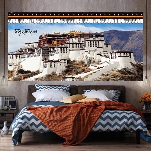 Tibet Royal Palace Tapestry Wall Hanging Polyester Fabric Wall Tapet Buddhism Tapiz Colgante