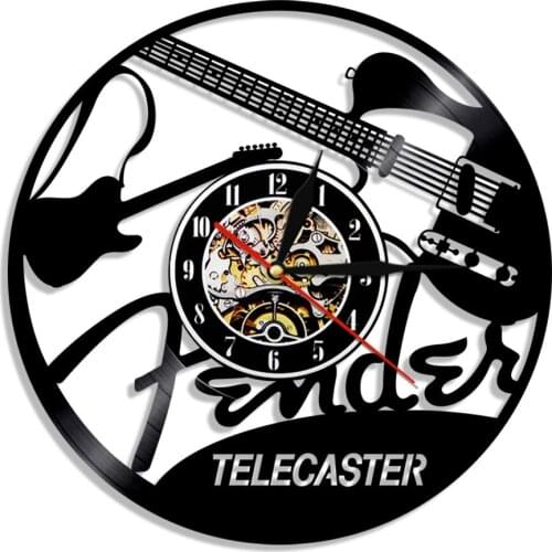 Music Studio Unique Modern Art Vintage Vinyl LP Wall Watch Electric Guitar Design Vinyl Record Wall Clock Musical Instruments