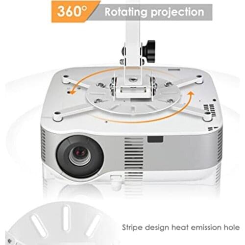 Universal Ceiling Projector Mount Bracket with Adjustable Extendable Arms Rotating Swivel Tilt Mount for 90% Projectors