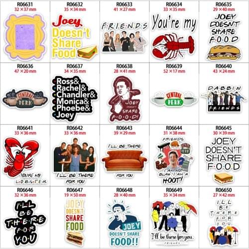 New Friends Character Pattern Acrylic Planar Resin Printed 10pcs/lot for DIY Hair Bow Decoration Accessories R0343 R0344