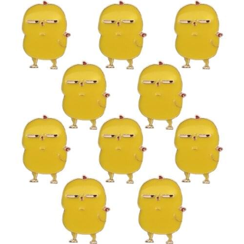 10pcs Funny Cartoon Chicken Brooch Enamel Pin Yellow Chick Badge Lapel Pins For Backpacks Jewelry Gift Scarf Buckle