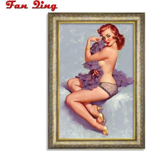 100% Full 5D Diy Diamond Painting Sexy Women 3D Cross Stitch Round Rhinestone Picture Pastes Diamond Mosaic Nude Woman Crafts