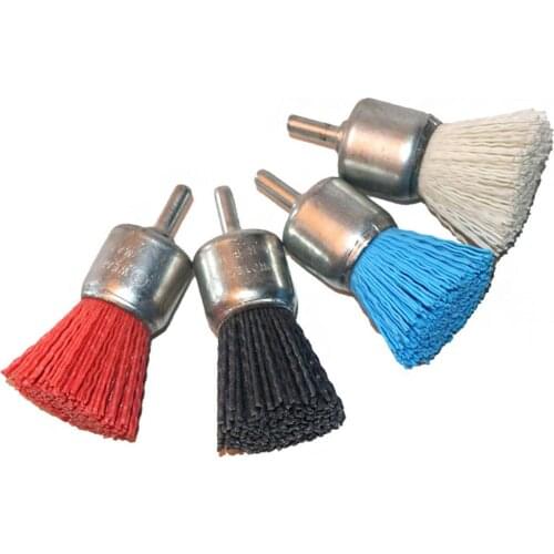 2pc OD 35mm Pen-shaped Abrasive Wire Polishing Brush Nylon Wire end Brush 6mm Shank
